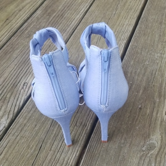 RELISTED HP! Chambray twist knot strappy heels - Picture 2 of 5